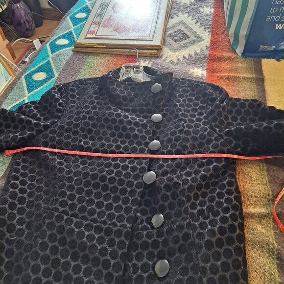 Chico's jacquard dotted black blazer jacket accent buttons - Picture 5 of 8